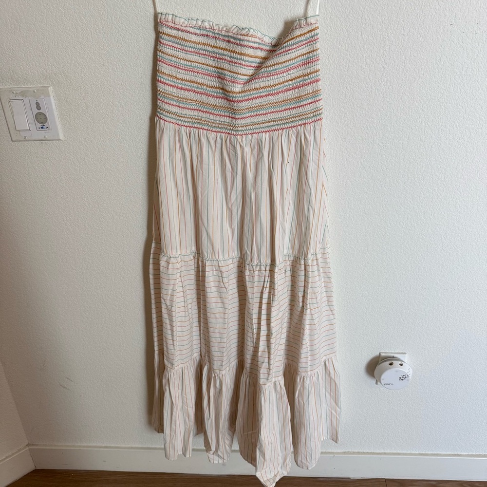 Striped Multicolor Strapless Dress